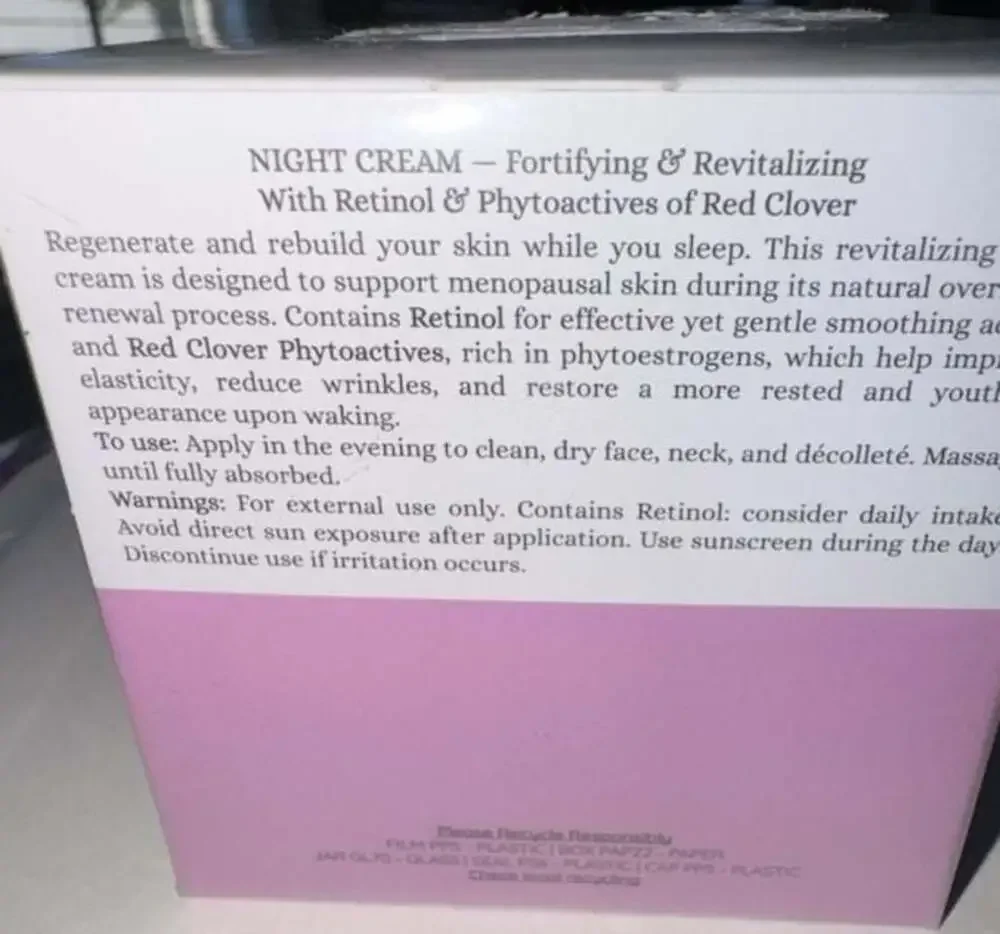 Delfanti Milano Menopause Night Cream with Retinol and Phytoactives of Red Clove